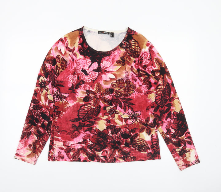 Punt Roma Womens Multicoloured Floral Sequin Pullover Jumper Size M
