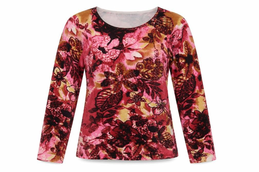 Front view of Punt Roma women’s multicoloured floral sequin jumper, size M