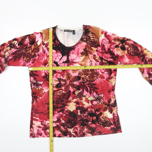 Punt Roma Womens Multicoloured Floral Sequin Pullover Jumper Size M