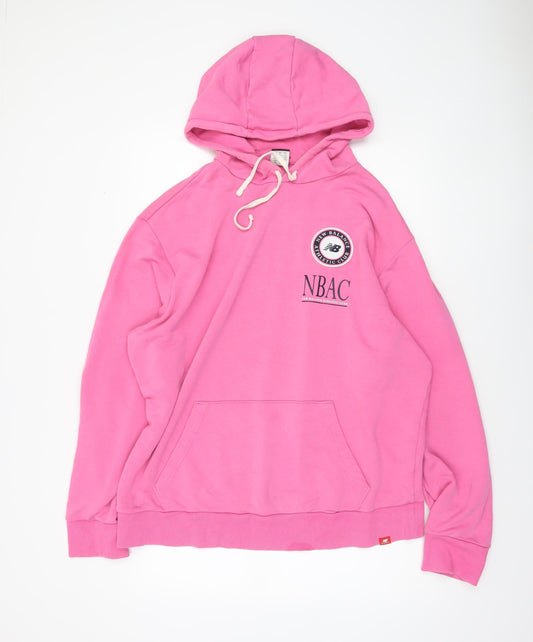 New Balance Men's Pink Pullover Hoodie XL Sports Logo Sweatshirt