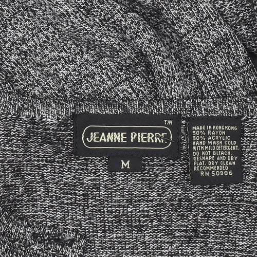Jeanne Pierre Women Grey M Button Knit Cardigan V-Neck Long Sleeve