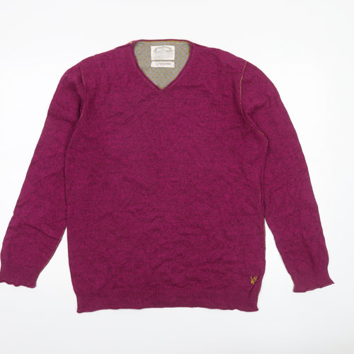 White Stuff Men's Purple Cotton Cashmere Knit Jumper Medium