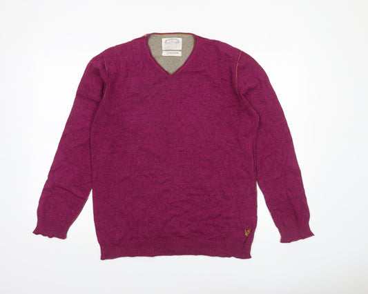 White Stuff Men's Purple Cotton Cashmere Knit Jumper Medium