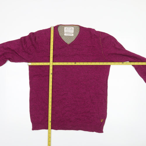 White Stuff Men's Purple Cotton Cashmere Knit Jumper Medium