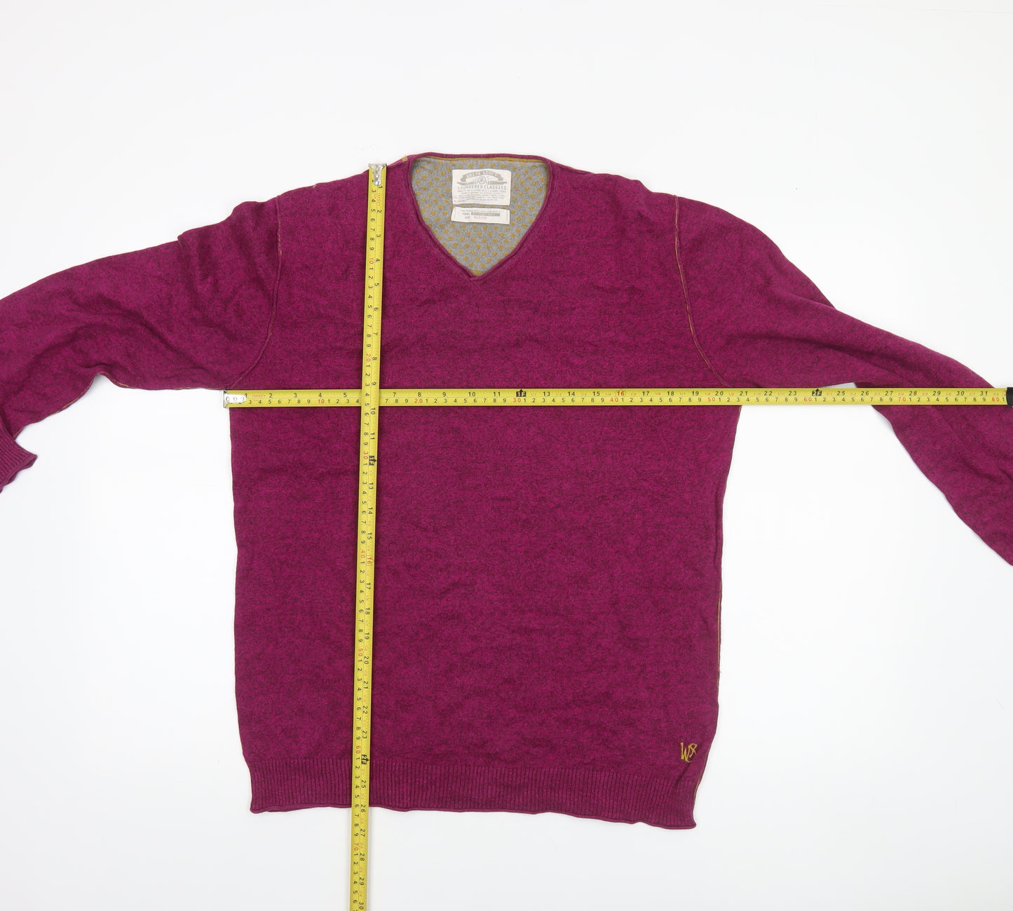 White Stuff Men's Purple Cotton Cashmere Knit Jumper Medium