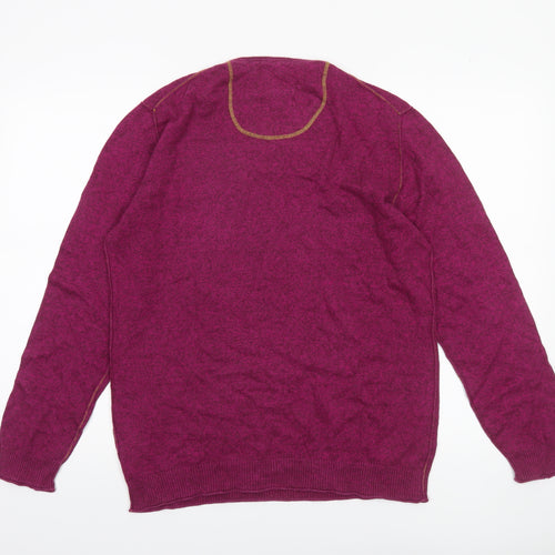 White Stuff Men's Purple Cotton Cashmere Knit Jumper Medium