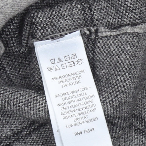 Tahari Women's Grey Checked Mock Neck Knit Jumper Size S