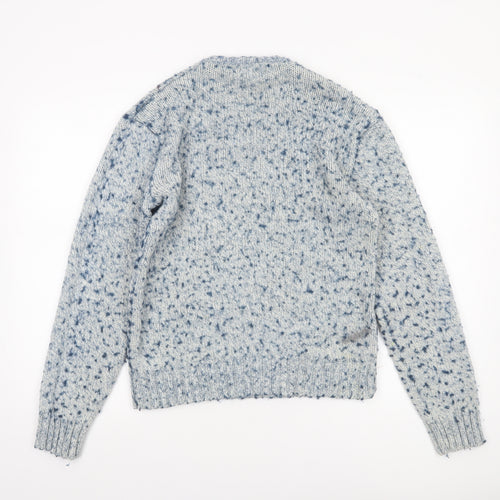Jean Michaud Men's Blue Argyle Chunky-Knit Wool Blend Pullover Jumper M