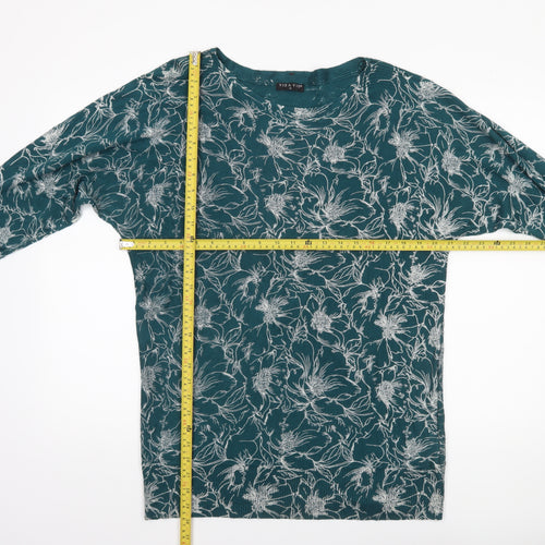 VIZ-A-VIZ Women's Green Floral Knit Pullover Jumper Size M