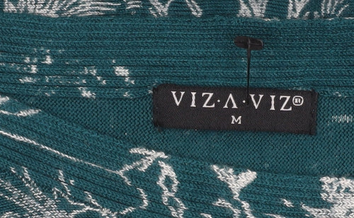 VIZ-A-VIZ Women's Green Floral Knit Pullover Jumper Size M
