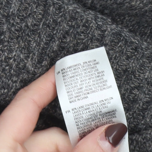 White Stuff Men's Grey Lambswool V-Neck Jumper Size L