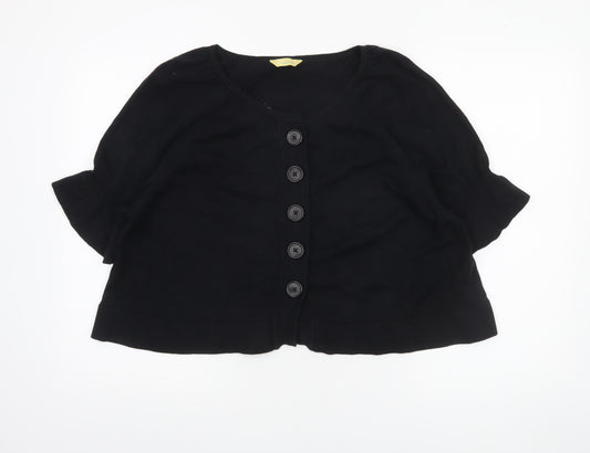 Agenda Women's Black Short Sleeve Button Cardigan Size 22