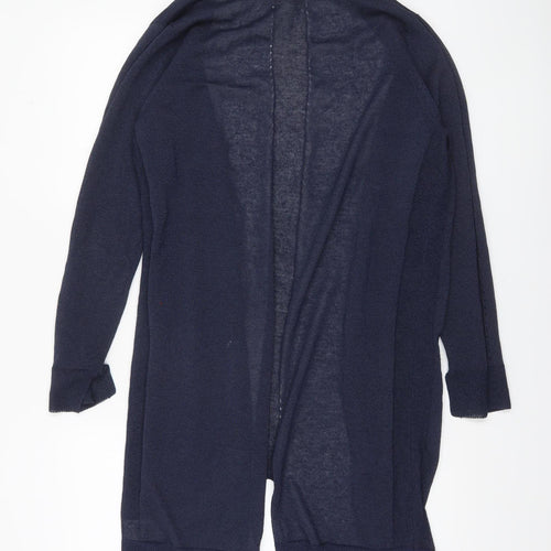 White Stuff Women's Blue Long Sleeve Open Knit Cardigan Size 12