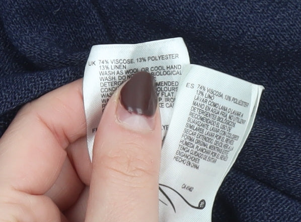 White Stuff Women's Blue Long Sleeve Open Knit Cardigan Size 12