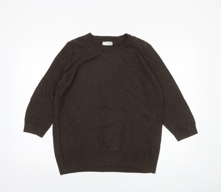 John Rocha Women’s Brown Wool Blend Crew Neck Jumper Size 18