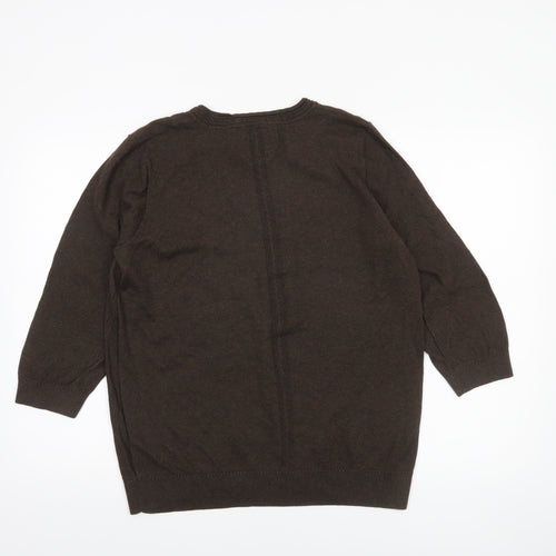 John Rocha Women’s Brown Wool Blend Crew Neck Jumper Size 18