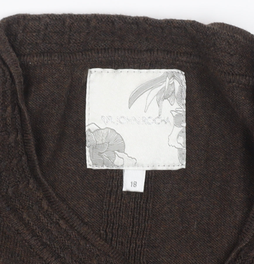 John Rocha Women’s Brown Wool Blend Crew Neck Jumper Size 18