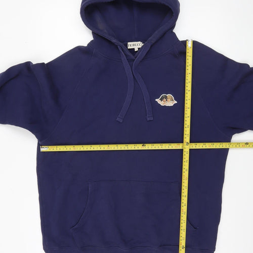 Fiorucci Men's Blue Pullover Hoodie L Logo Angel Graphic Cotton