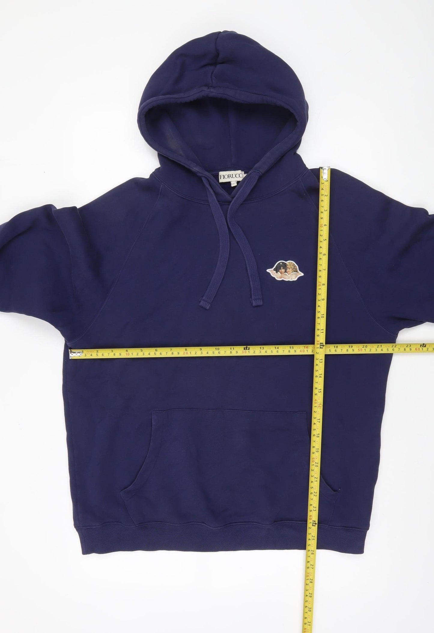 Fiorucci Men's Blue Pullover Hoodie L Logo Angel Graphic Cotton