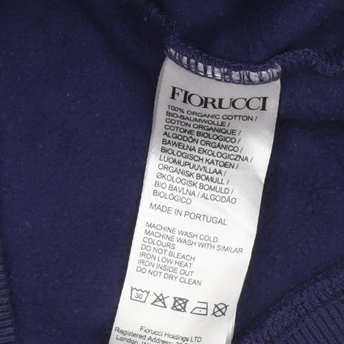 Fiorucci Men's Blue Pullover Hoodie L Logo Angel Graphic Cotton