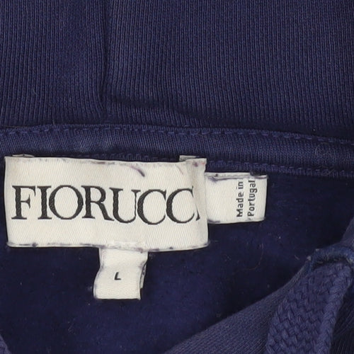 Fiorucci Men's Blue Pullover Hoodie L Logo Angel Graphic Cotton