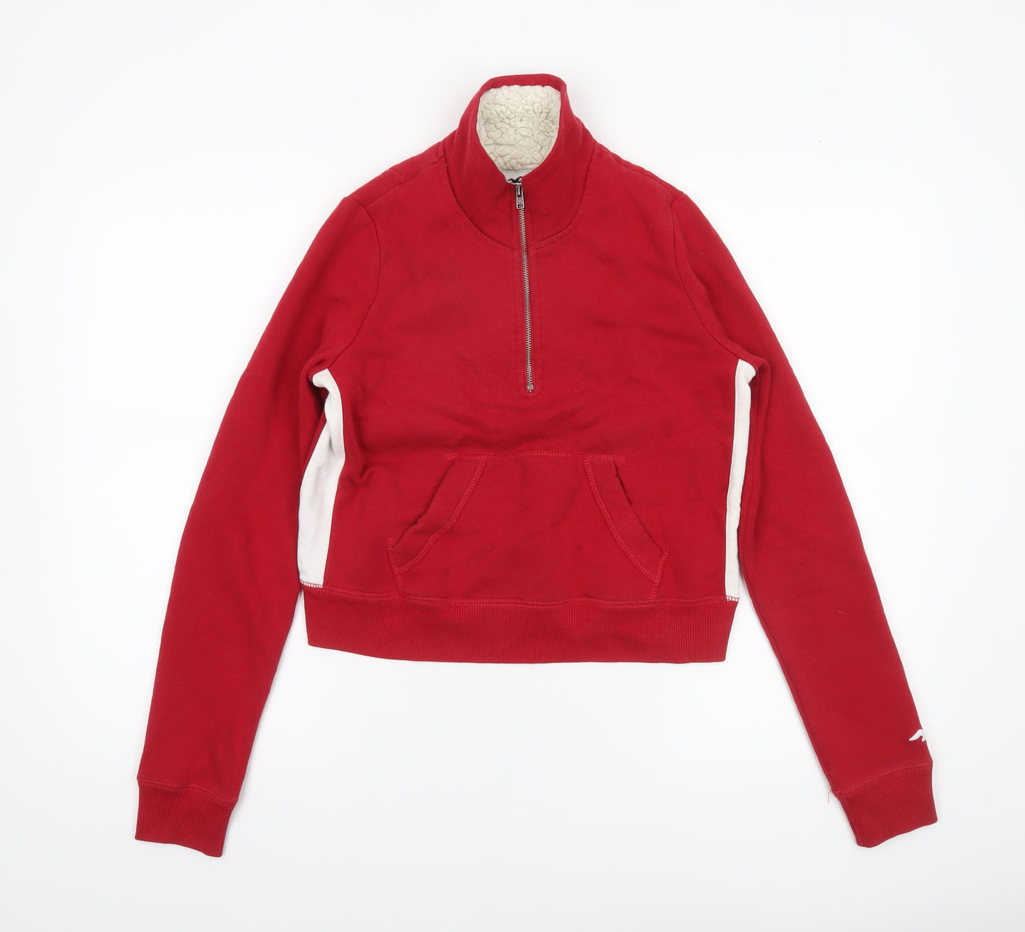 Hollister Women Red 1/4 Zip Sherpa Lined Pullover Sweatshirt XS