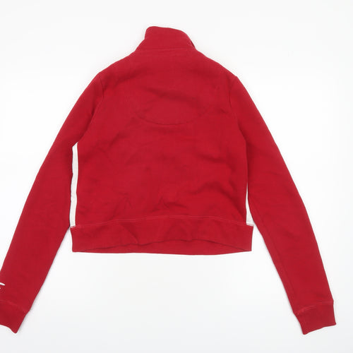 Hollister Women Red 1/4 Zip Sherpa Lined Pullover Sweatshirt XS
