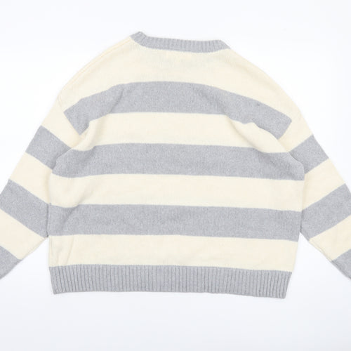 Pacific Republic Women's Grey Striped Pullover Jumper Size S