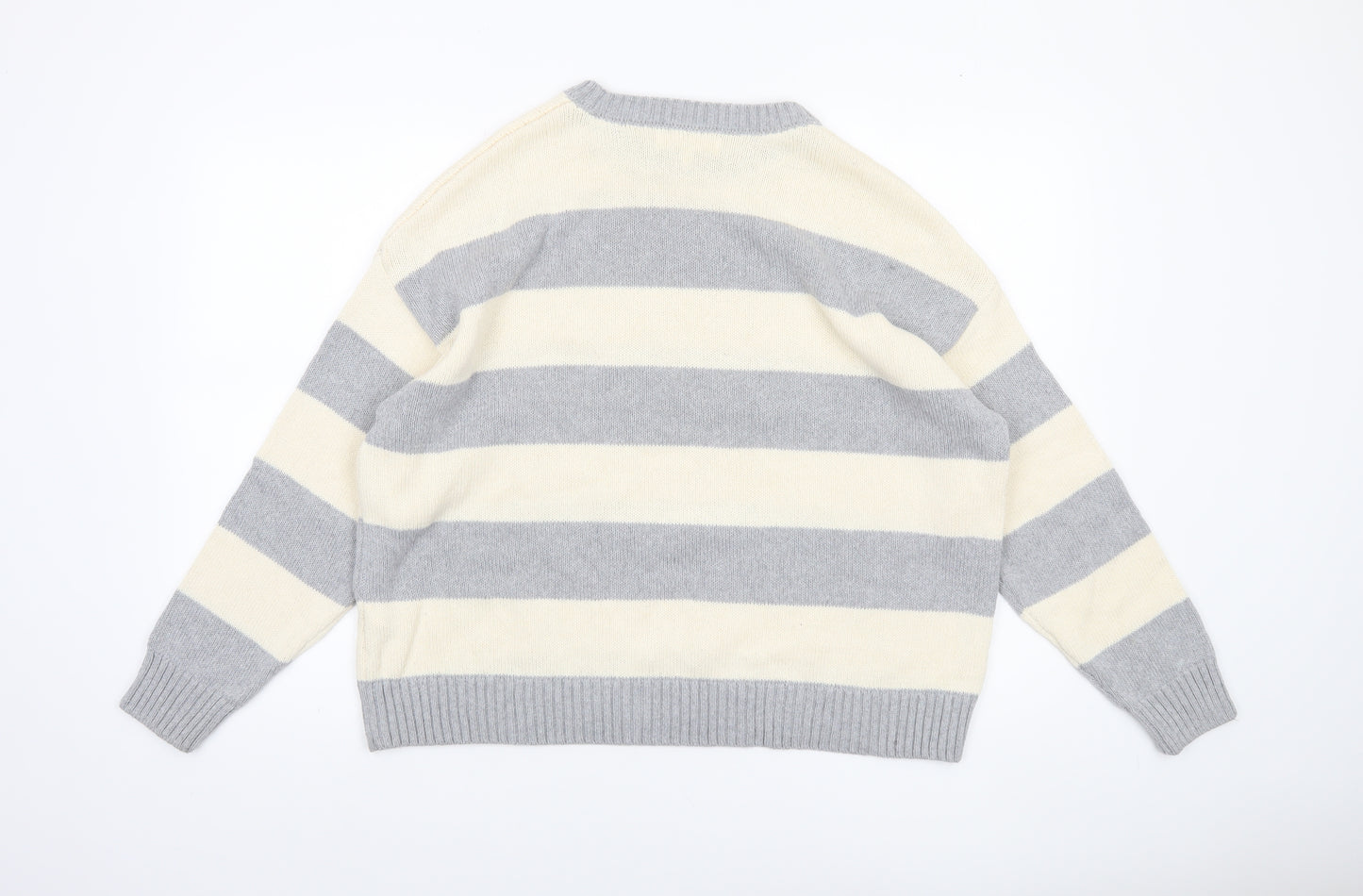 Pacific Republic Women's Grey Striped Pullover Jumper Size S