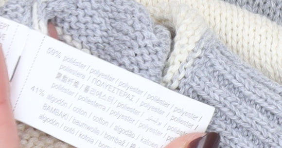 Pacific Republic Women's Grey Striped Pullover Jumper Size S