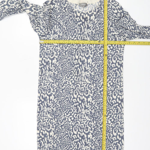 Jaeger Women Blue Animal Print Wool Blend Jumper Dress Size S