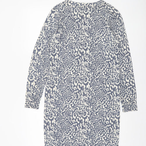 Jaeger Women Blue Animal Print Wool Blend Jumper Dress Size S
