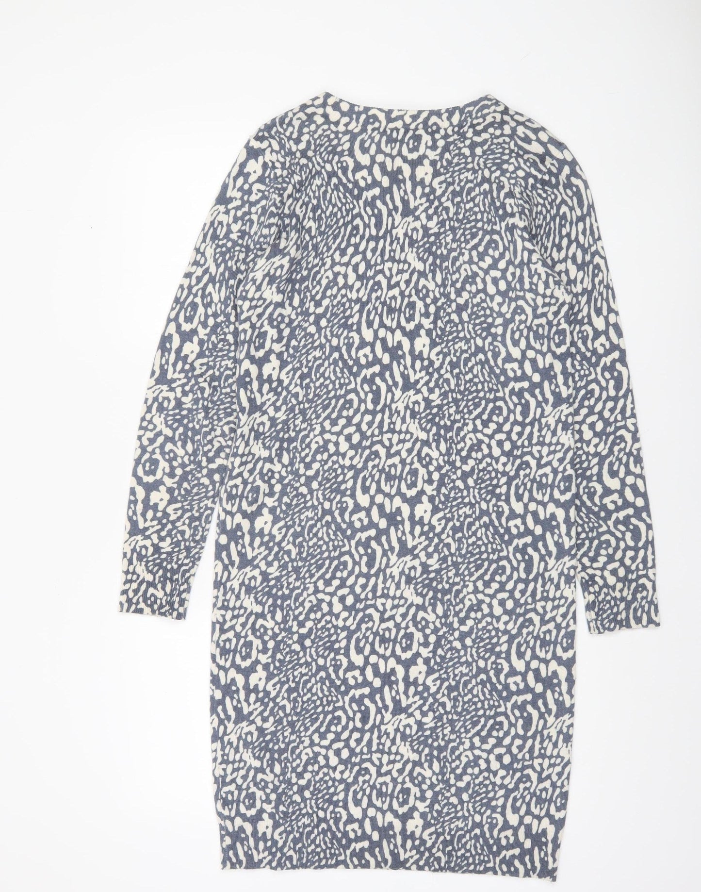 Jaeger Women Blue Animal Print Wool Blend Jumper Dress Size S