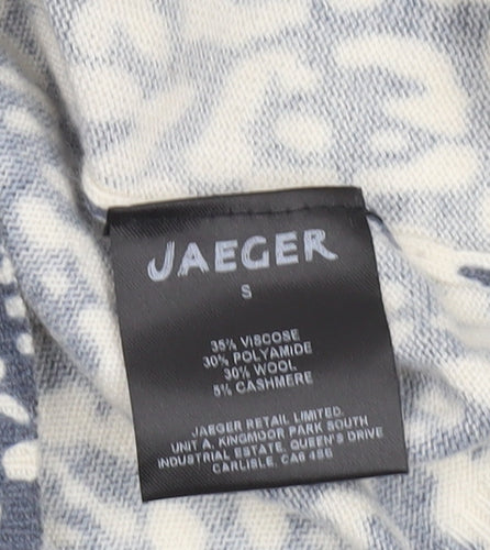 Jaeger Women Blue Animal Print Wool Blend Jumper Dress Size S