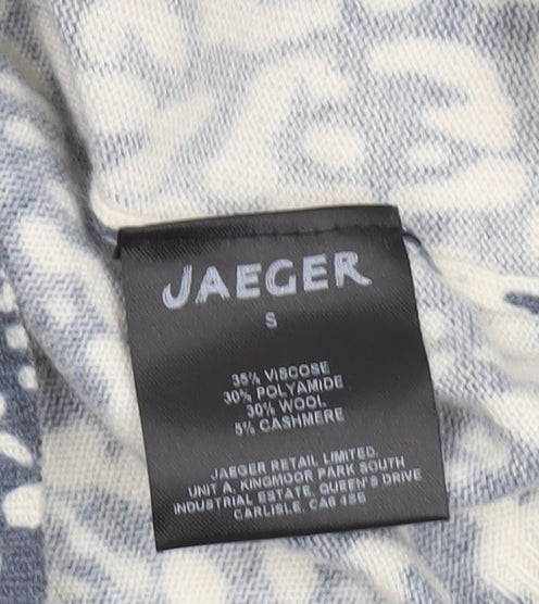 Jaeger Women Blue Animal Print Wool Blend Jumper Dress Size S