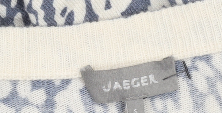 Jaeger Women Blue Animal Print Wool Blend Jumper Dress Size S