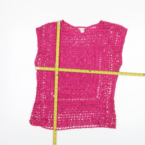 Monsoon Women’s Pink Crochet Sequin Sleeveless Blouse Size 14