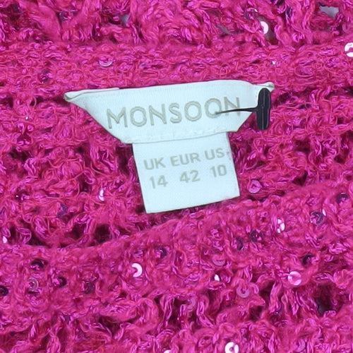 Monsoon Women’s Pink Crochet Sequin Sleeveless Blouse Size 14