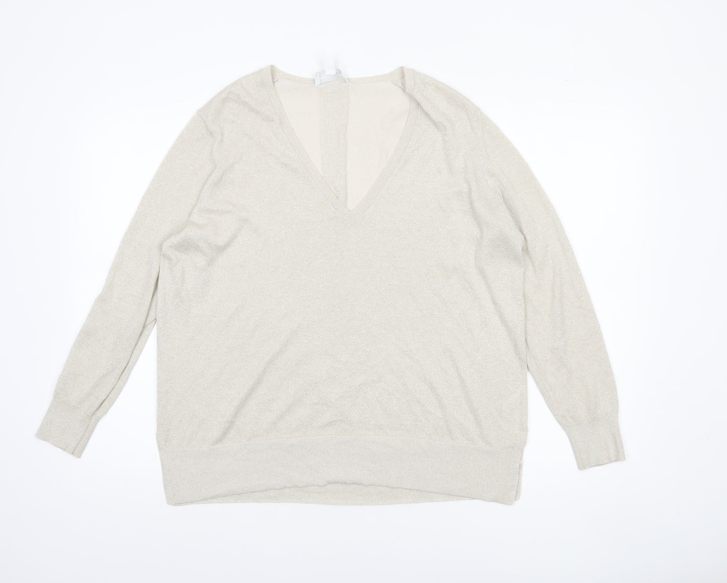 The White Company Women’s Beige V-Neck Knit Jumper Size M