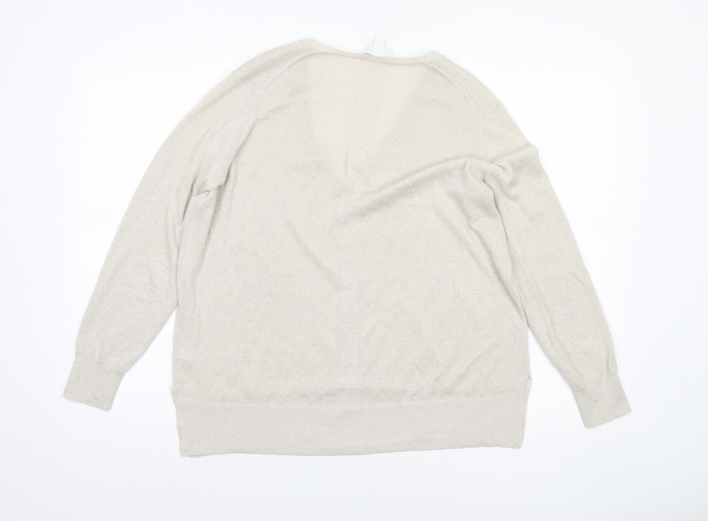 The White Company Women’s Beige V-Neck Knit Jumper Size M