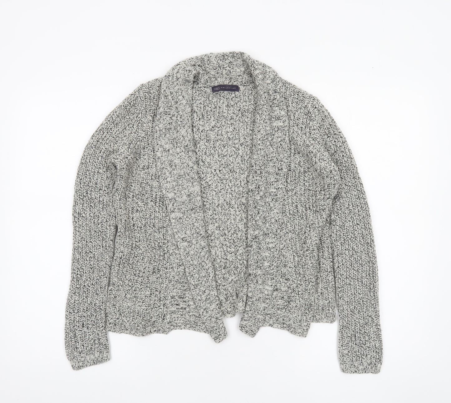 Marks and Spencer Womens Grey Chunky Knit Open Cardigan Size 12