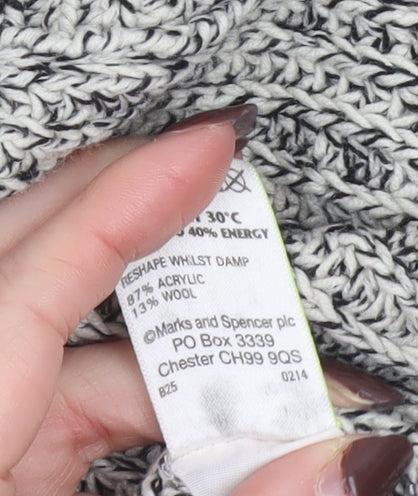 Marks and Spencer Womens Grey Chunky Knit Open Cardigan Size 12