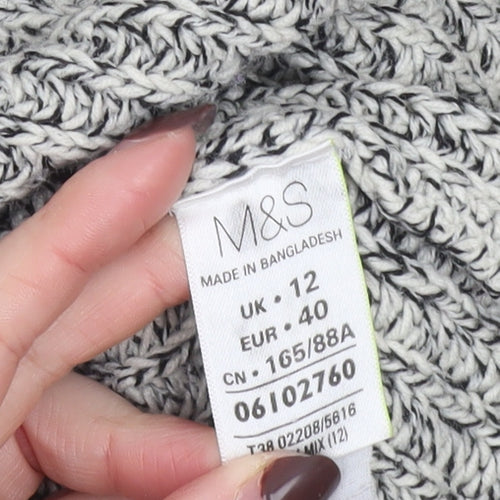 Marks and Spencer Womens Grey Chunky Knit Open Cardigan Size 12