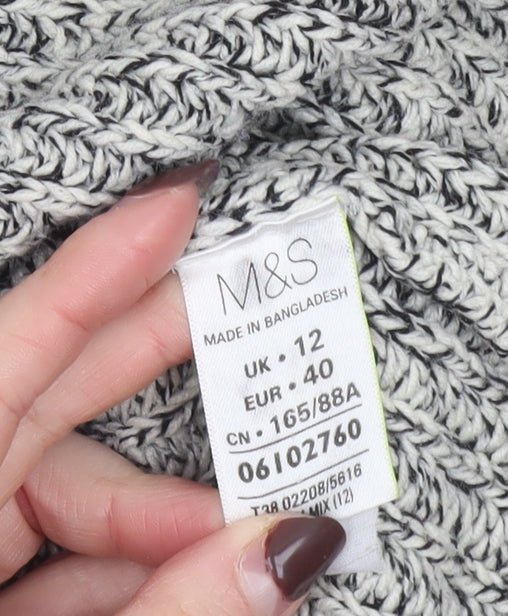 Marks and Spencer Womens Grey Chunky Knit Open Cardigan Size 12