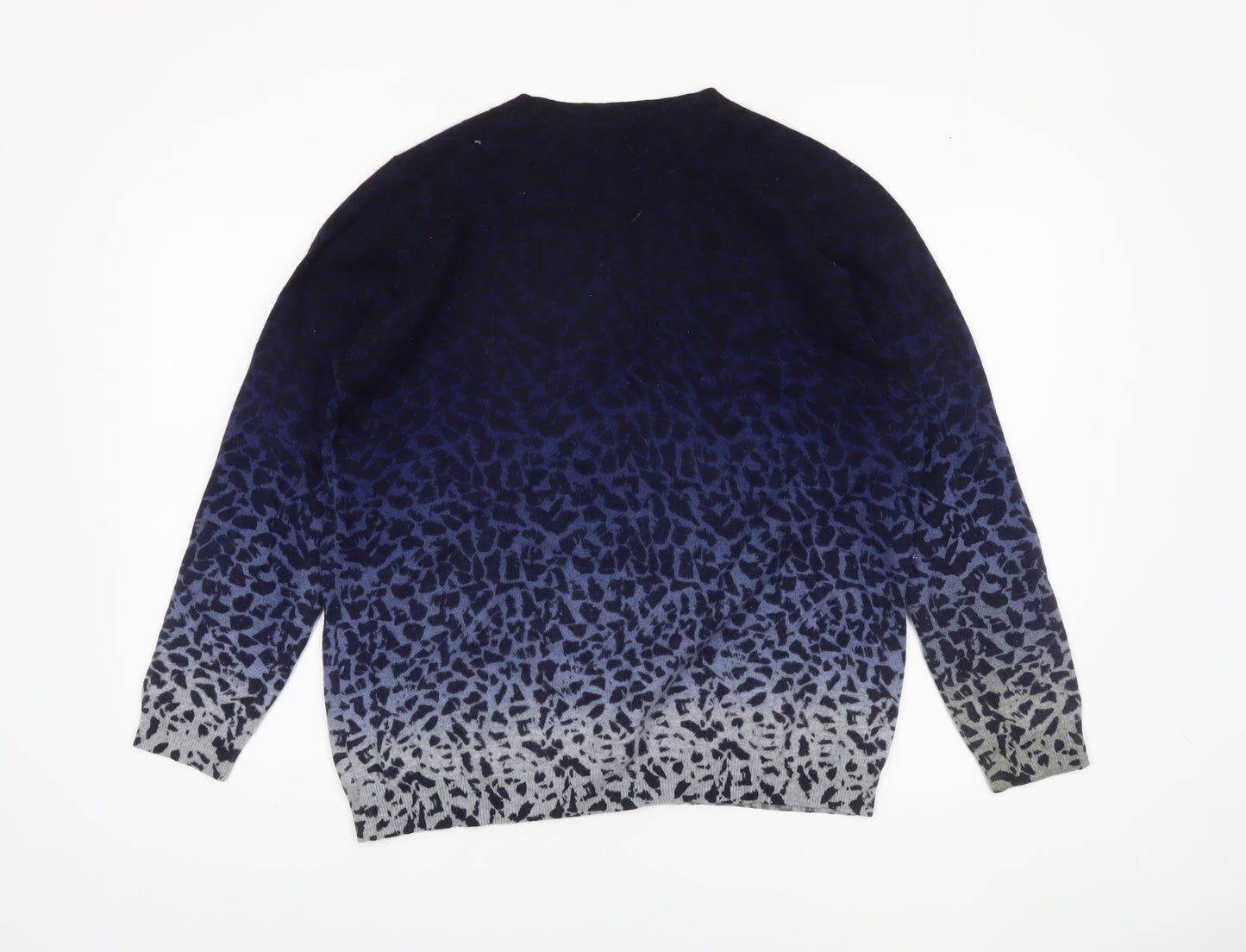 Pure Collection Womens Blue 100% Cashmere Animal Print Jumper UK 18