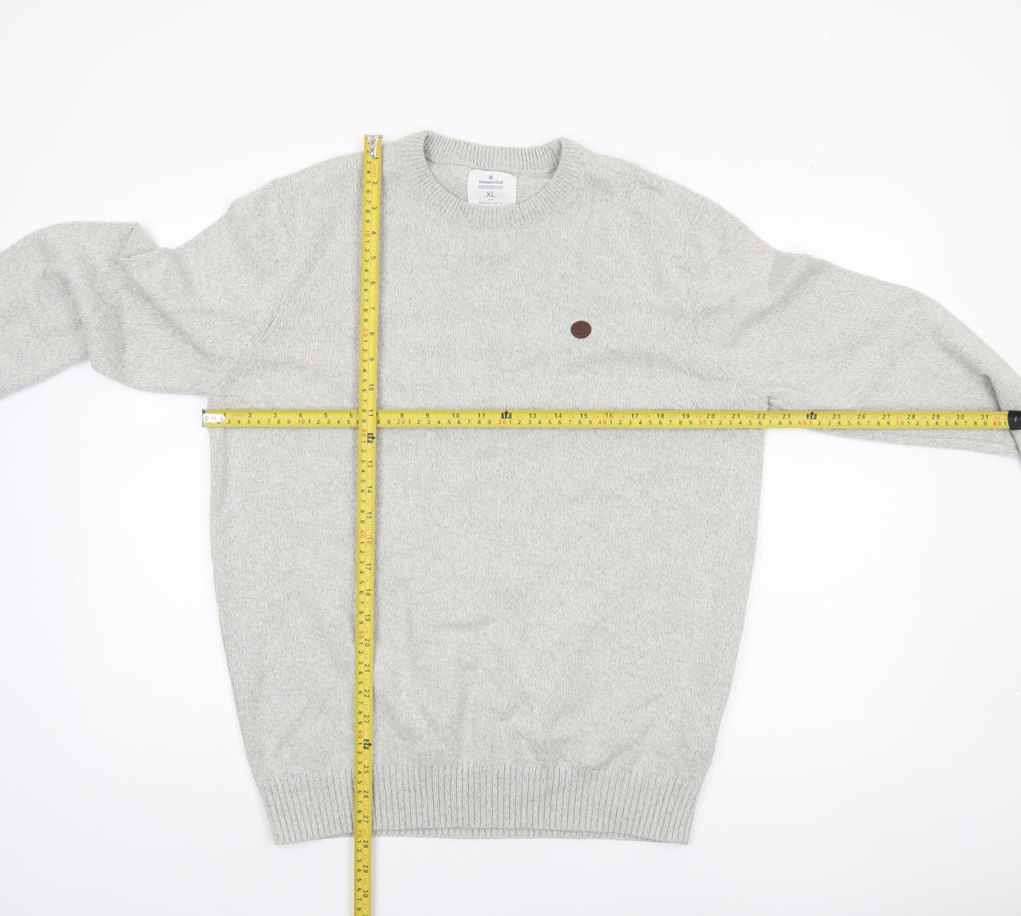 Springfield Men’s Grey Cotton Knit Pullover Jumper XL