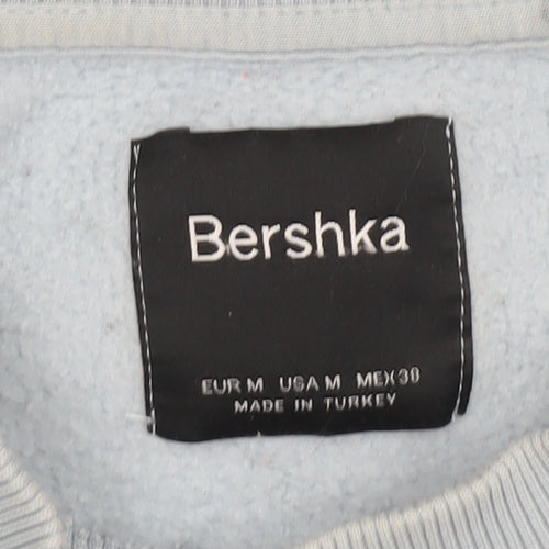 Bershka Men’s Blue Graphic Print Pullover Sweatshirt Size M