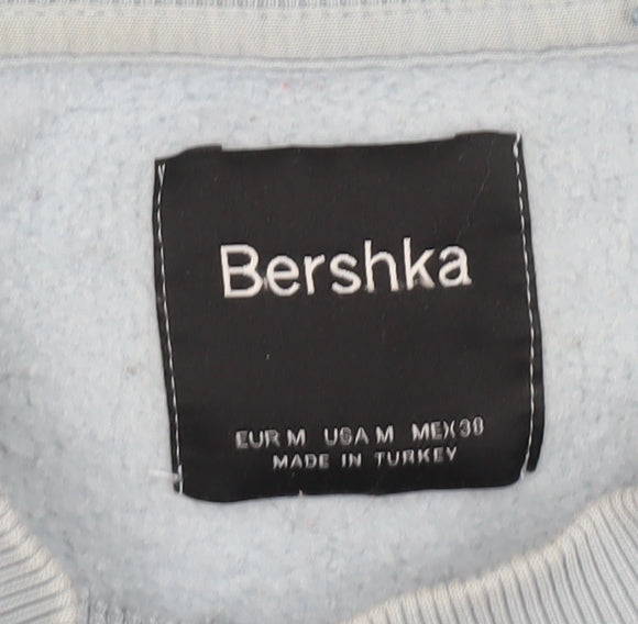 Bershka Men’s Blue Graphic Print Pullover Sweatshirt Size M