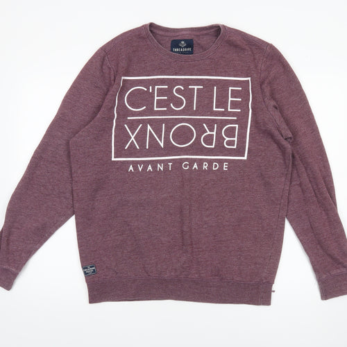 Threadbare Men's Purple Crew Neck Graphic Sweatshirt L