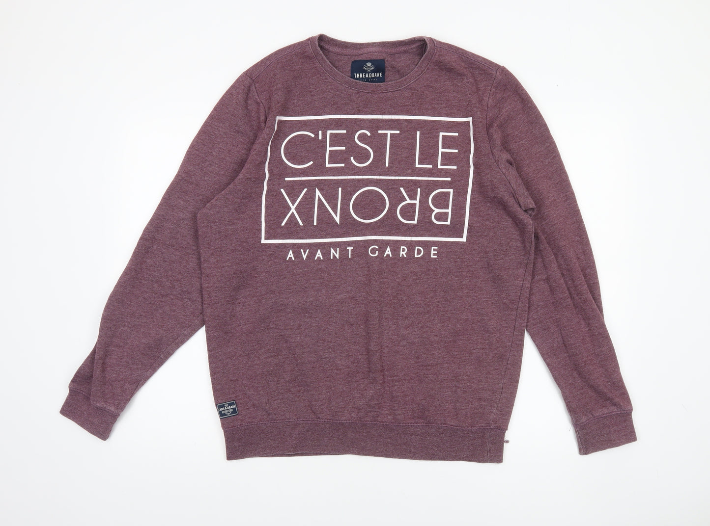 Threadbare Men's Purple Crew Neck Graphic Sweatshirt L